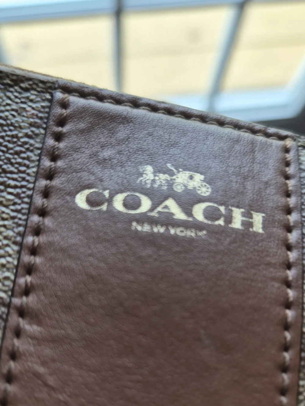 COACH Signature Canvas Wristlet in Brown and Tan Y2K
